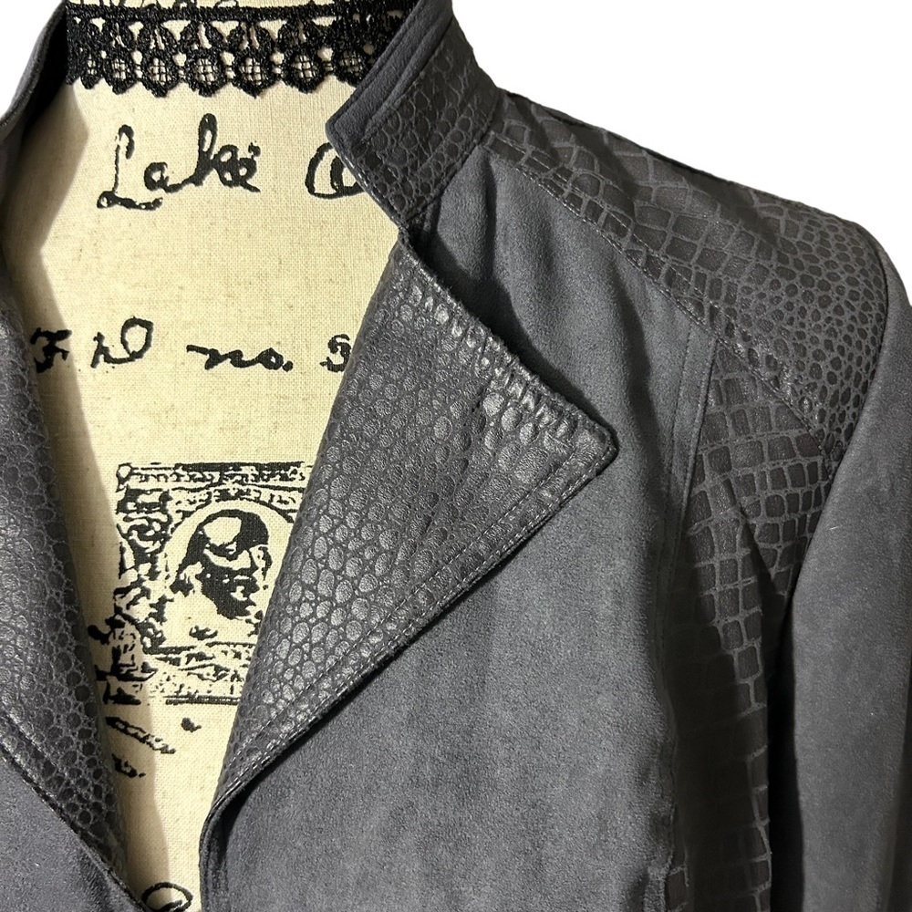 Studio Works Suede Snakeskin Print Full ZIP Jacket Sz 10 - Picture 5 of 11
